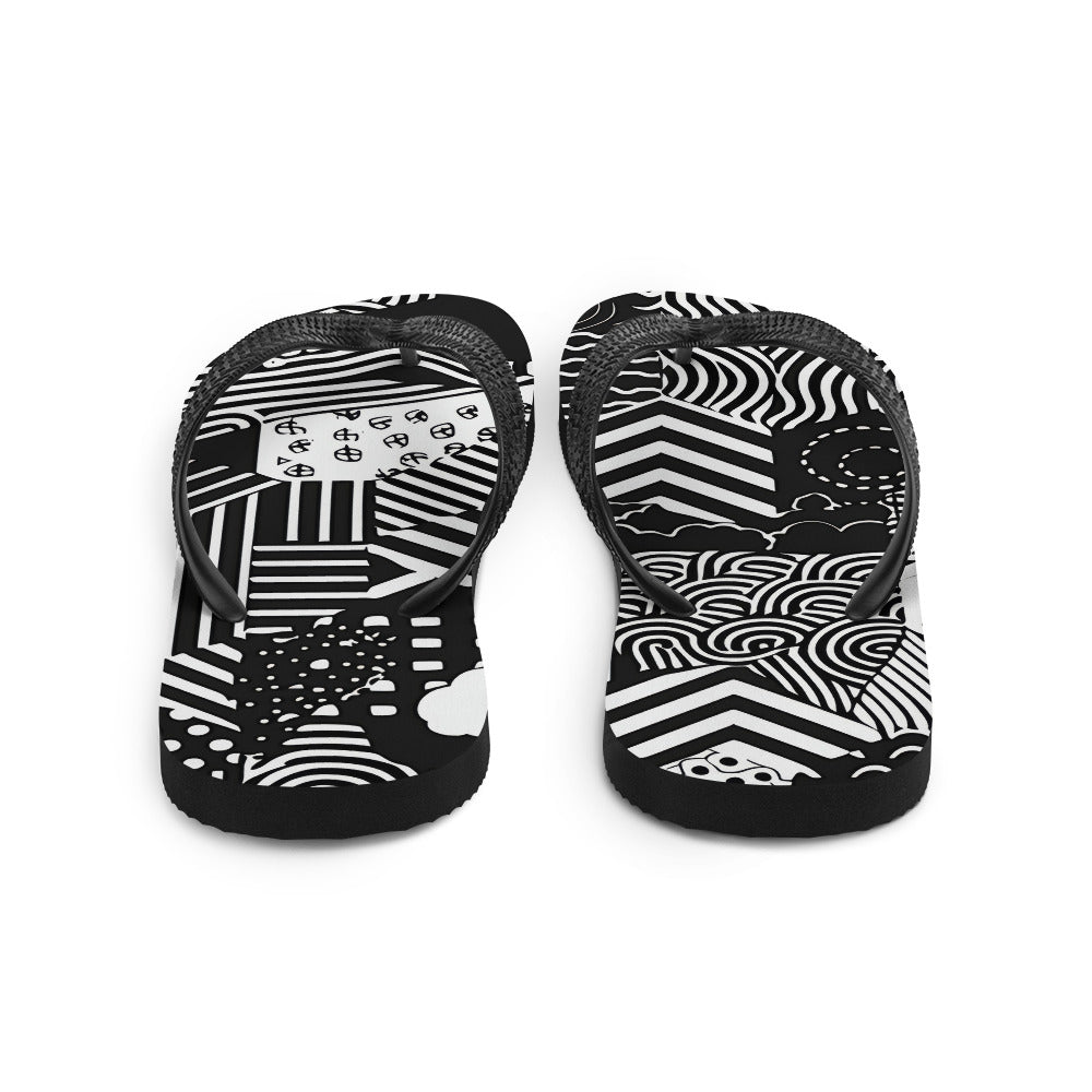 Black & White Patches Flip-Flops