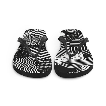 Black & White Patches Flip-Flops