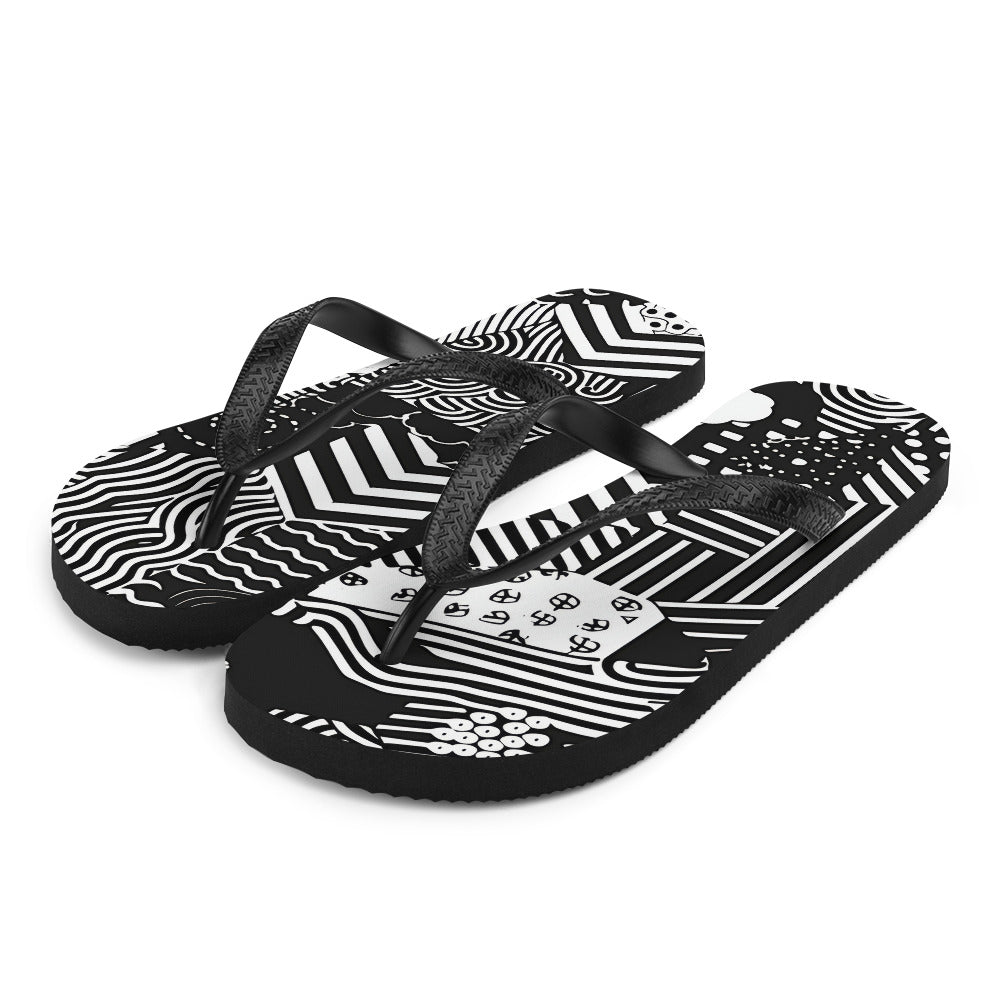 Black & White Patches Flip-Flops