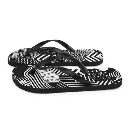 Black & White Patches Flip-Flops