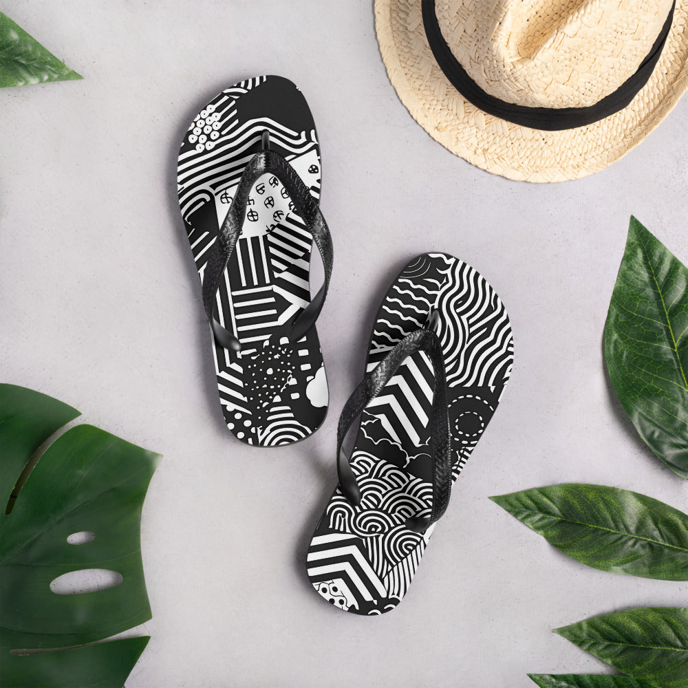 Black & White Patches Flip-Flops