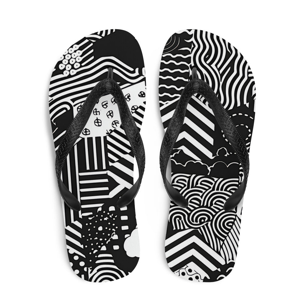 Black & White Patches Flip-Flops